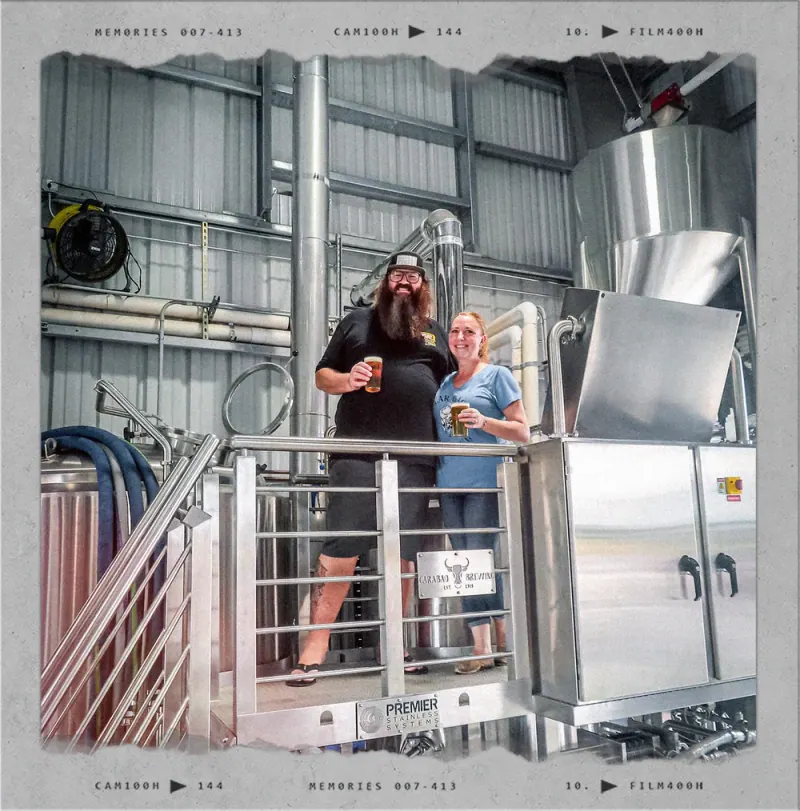 Ben and Anna Johnson in the Carabao brewhouse